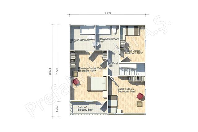 Prefabrik Ev 1. Kat Plan