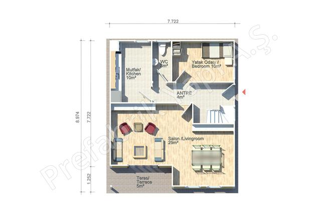 Prefabrik Ev Zemin Kat Plan