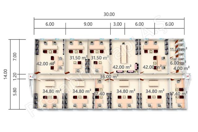 Ofis Konteyneri 1. Kat Plan