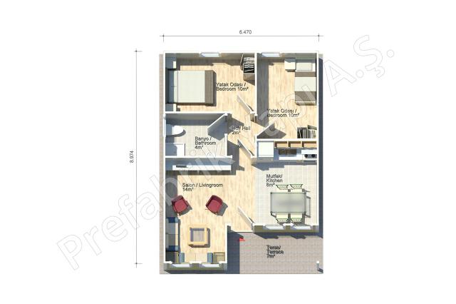 Demre 58 m2 Plan