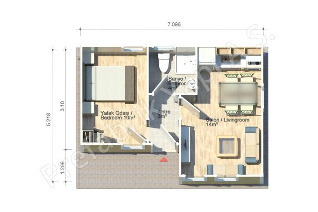 Efes 37 m2 Prefabrik Ev Plan