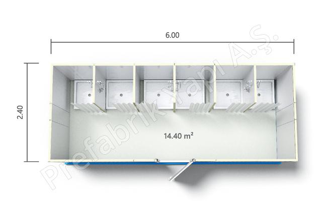 WC-Duş Konteyneri HD 6 Plan