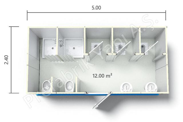 WC-Duş Konteyneri HWD 6 Plan