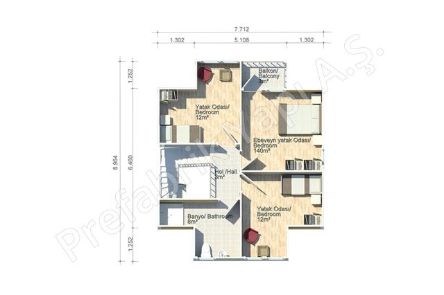 Prefabrik Ev 1. Kat Plan