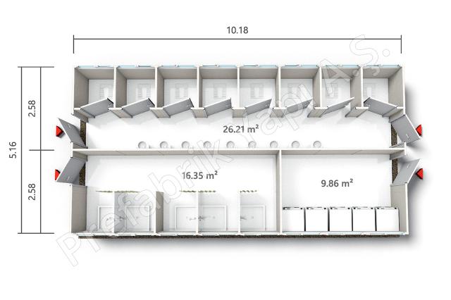 Prefabrik WC-Duş PRWD 52 m2 B Plan